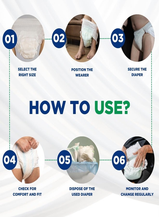 Caresome Adult Diapers Pants Style - with Odour Lock, Unisex, Leakproof, Elastic Waist and Anti-Bacterial Absorbent Core - Waist Size 75cm - 140cm - 10 Count - L - Image 3