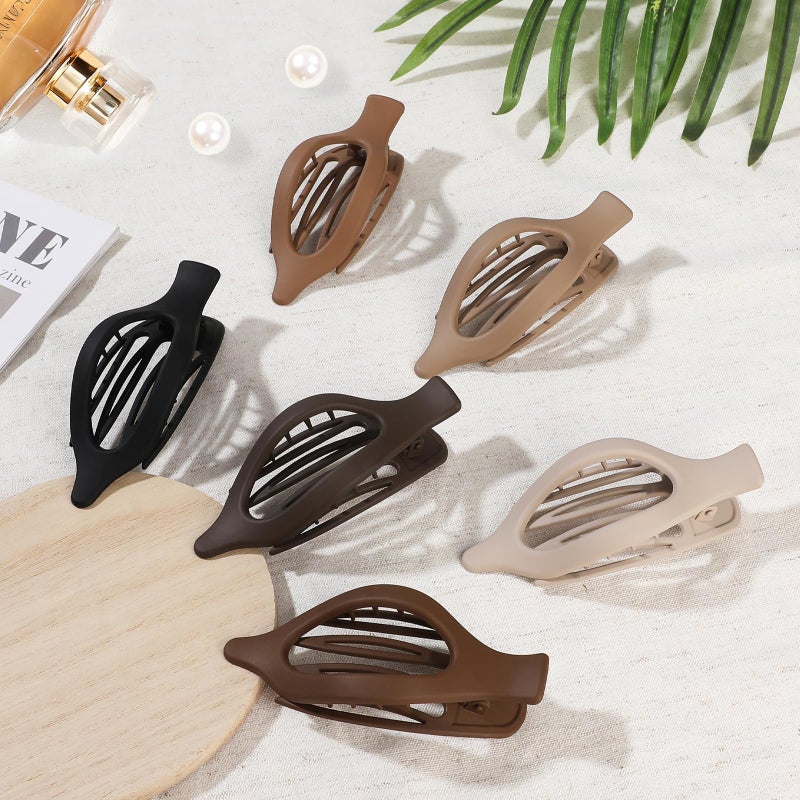 USDNICE Flat Hair Clips for Women - 6 PCS French Flat Claw Clips Medium Hair Clips for Girls Large Hair Claw Clips for Thick or Thin Hair Strong Hold No Slip Hair Accessories for women (Brown) - Image 2