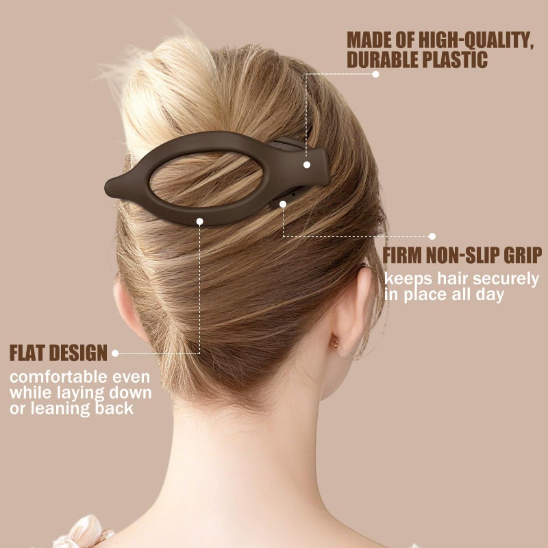 USDNICE Flat Hair Clips for Women - 6 PCS French Flat Claw Clips Medium Hair Clips for Girls Large Hair Claw Clips for Thick or Thin Hair Strong Hold No Slip Hair Accessories for women (Brown) - Image 5