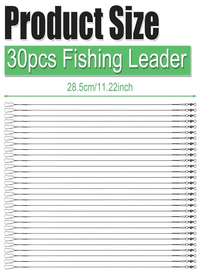 XIHIRCD 30pcs Fishing Leaders, 9.25 inch Stainless Steel Leader Wire with Swivel Buckle Fishing Leaders Line Connecting Fishing Tackle Lure or Hook, for Saltwater and Freshwater (Black) - Image 2