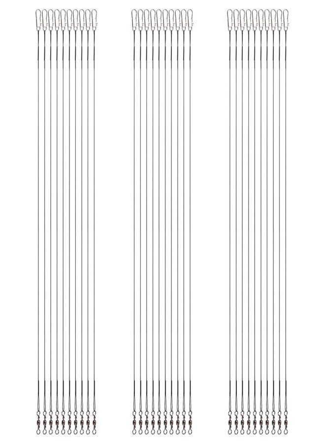 XIHIRCD 30pcs Fishing Leaders, 9.25 inch Stainless Steel Leader Wire with Swivel Buckle Fishing Leaders Line Connecting Fishing Tackle Lure or Hook, for Saltwater and Freshwater (Black) - Image 1