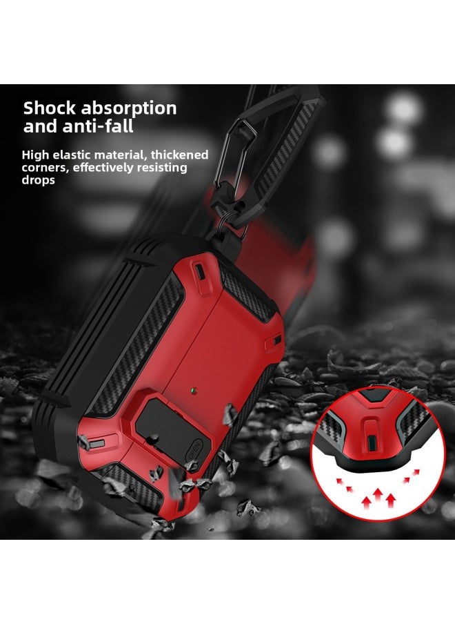 Generic - Applicable To AirPods 4 Wireless Bluetooth Headphone Set For Apple Pro2 Silicone Headphone Protective Shell 2/3 Generation With Switch-Color:Black And Red-Applicable Model:AirPods Pro2 - Image 1