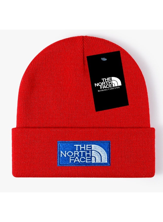 The North Face Red Knit Beanie with Dual Logo Patches – Stylish Warmth for Outdoor & Daily Wear 568Size