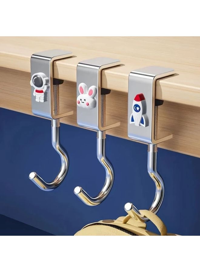 3pcs No Drill Adjustable Metal Desk Hooks For Backpacks Dorms Home Office - Image 2
