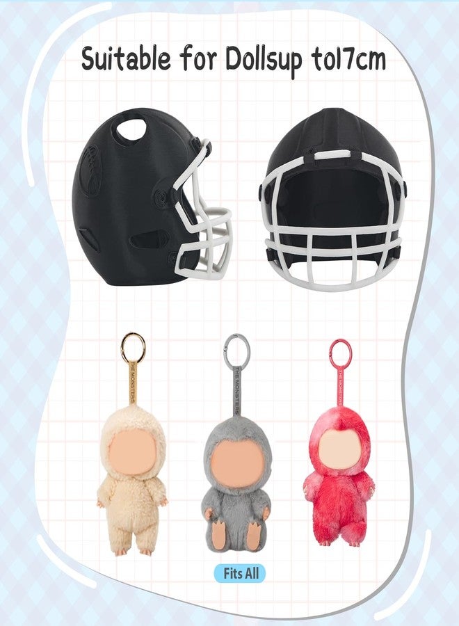JUNIQUTE 3D Printed Football Helmet Used for Labubu Doll Stuff,Compatible with Labubu Outfit 17cm Doll Clothes and Accessories Designer (Black) - Image 2