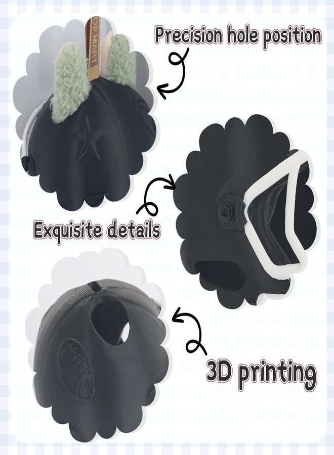JUNIQUTE 3D Printed Football Helmet Used for Labubu Doll Stuff,Compatible with Labubu Outfit 17cm Doll Clothes and Accessories Designer (Black) - Image 5