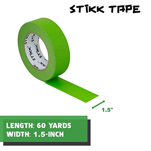 STIKK Painters Tape - 2pk Green Painter Tape - 1.5 inch x 60 Yards - Paint Tape for Painting, Edges, Trim, Ceilings - Masking Tape for DIY Paint Projects - Residue-Free Painting Tape - Image 2
