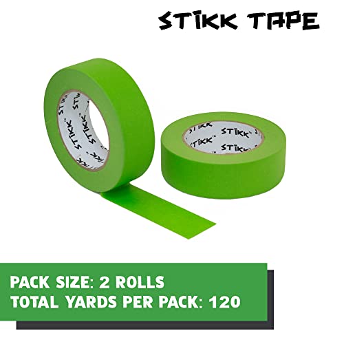 STIKK Painters Tape - 2pk Green Painter Tape - 1.5 inch x 60 Yards - Paint Tape for Painting, Edges, Trim, Ceilings - Masking Tape for DIY Paint Projects - Residue-Free Painting Tape - Image 3