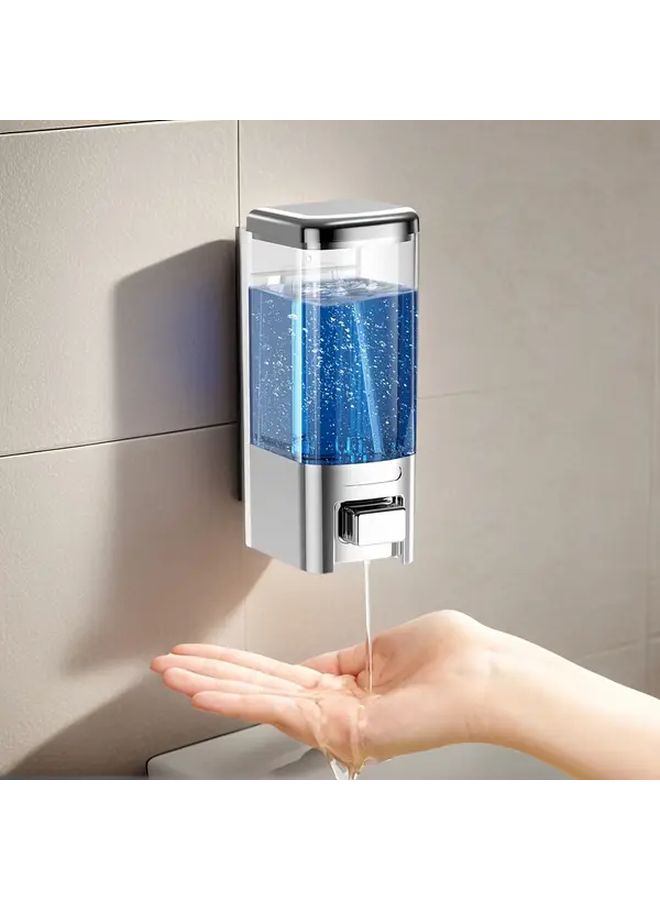 Wall Mounted Dual Head Soap Dispenser Silvery 16 9oz Manual Pressure Bathroom Hotel Home - Image 4