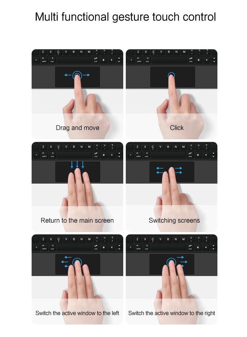 Arabic and English Magic Keyboard For Matepad Pro 11-inch 2022/2024 Magnetic Back Cover Smart Trackpad Backlit Keyboard  Wireless Keyboard Case  - Image 5