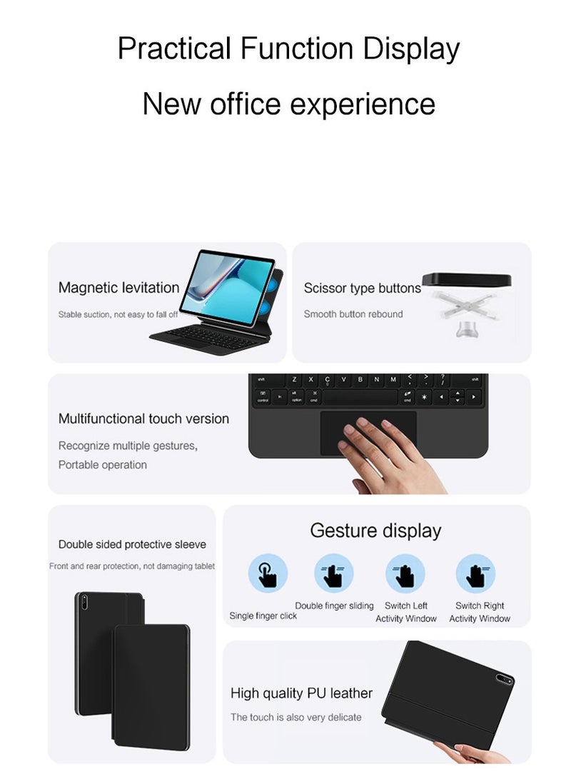 Arabic and English Magic Keyboard For Matepad Pro 11-inch 2022/2024 Magnetic Back Cover Smart Trackpad Backlit Keyboard  Wireless Keyboard Case  - Image 4