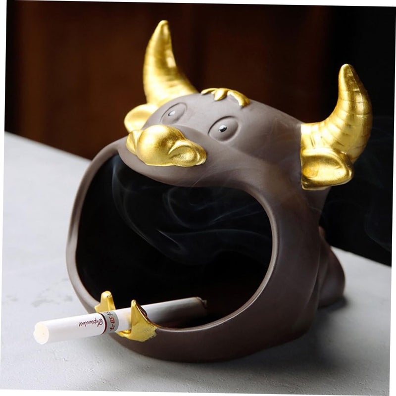 Ceramic Cow Pattern Smokeless Ashtray Desktop Decoration For Home And Car - Image 5