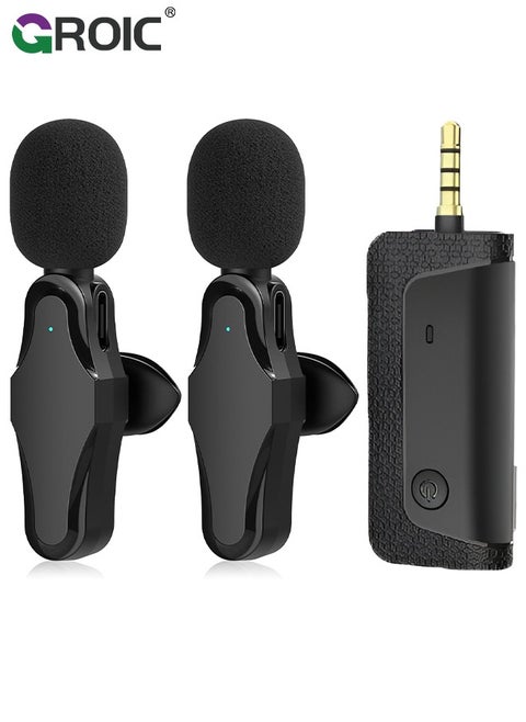 External Microphone, Compatible with Canon EOS Rebel T6i Digital Camera External Microphone 2.4GHz Dual Wireless Lavalier Microphone Set for Cameras