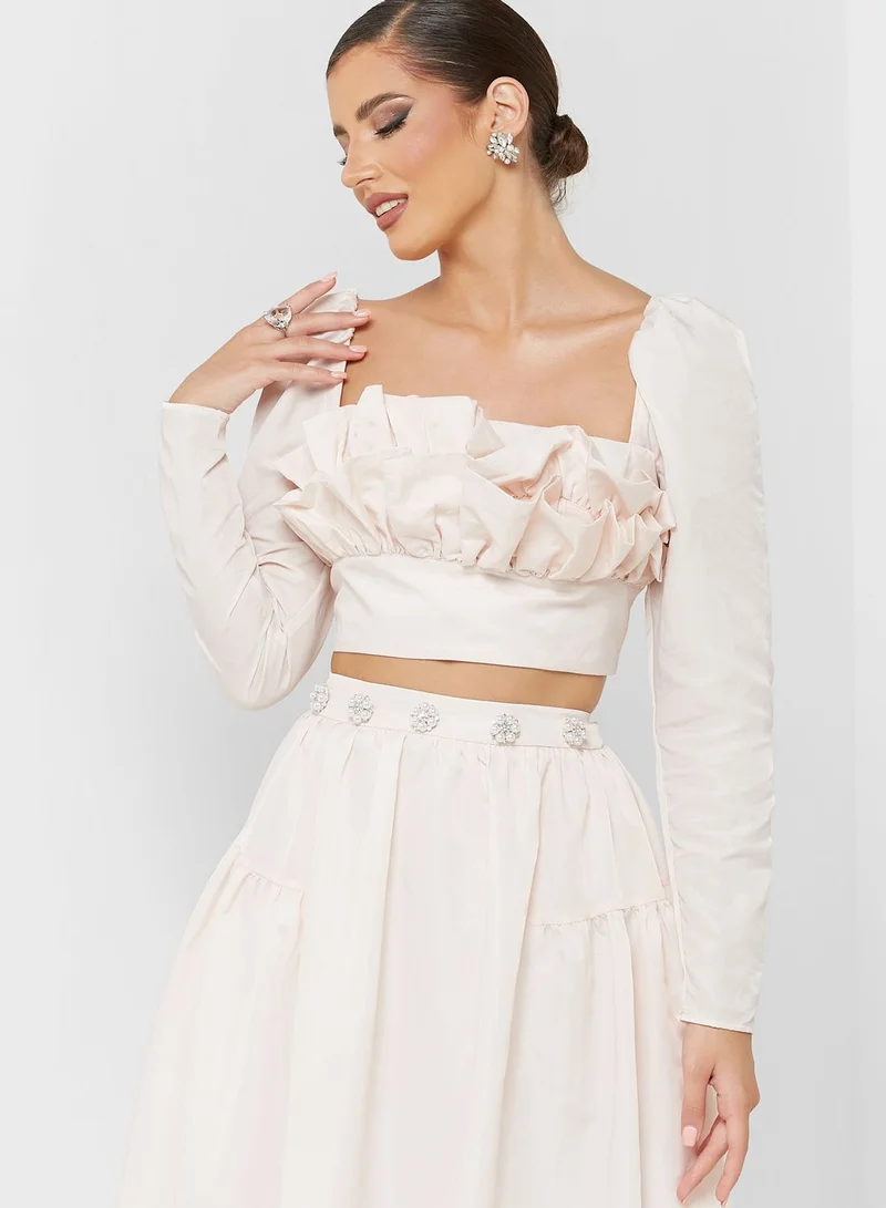 Femi9 Ruffle Detail Crop Top