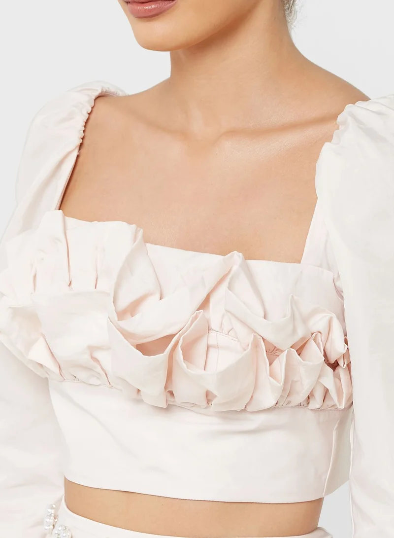 Femi9 Ruffle Detail Crop Top
