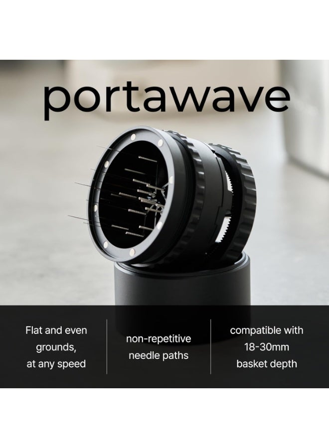 أداة توزيع القهوة Econtto Portawave WDT باللون الأسود، موزع إبر قابل للتعديل من 18 إلى 30 مم ومتوافق مع سلال اسبريسو 58 مم - Image 3