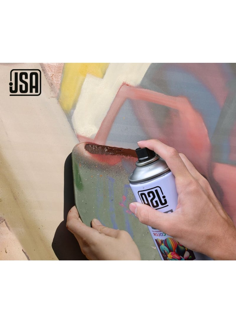 JSA A set of 3 multi-purpose spray paint cans in black color, each with a capacity of 400ml. This fast-drying paint is suitable for use on wood, plastic, and metal. Ideal for both indoor and outdoor applications, and perfect for DIY projects, automotive painting, and arts & crafts.  - Image 3