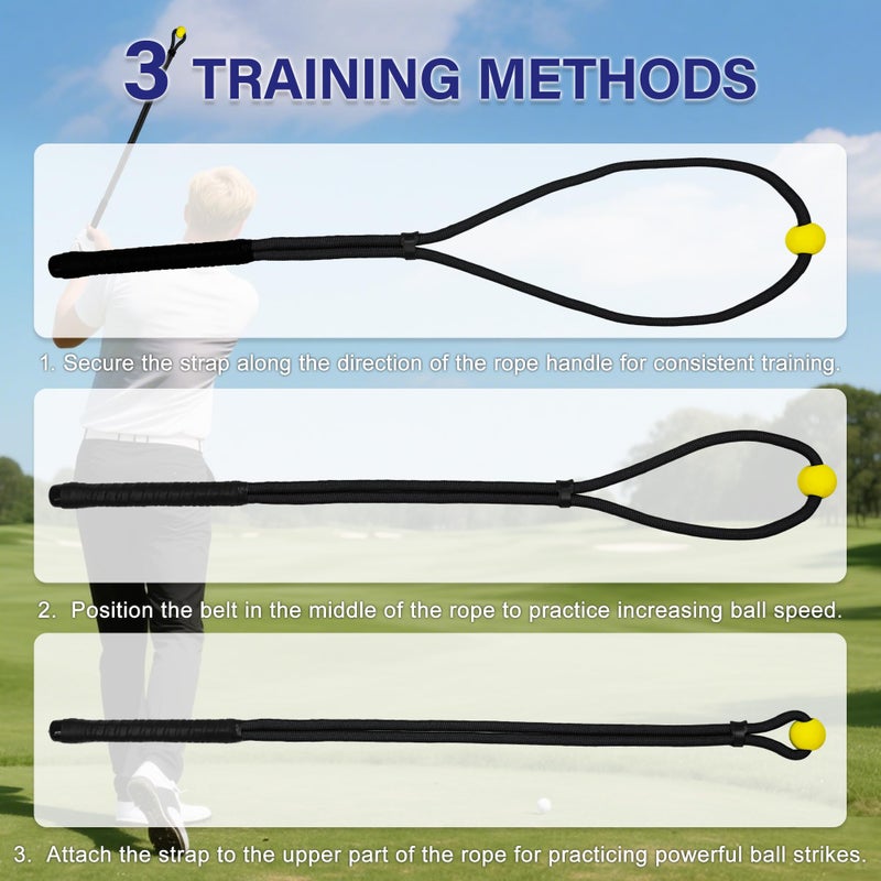 NGBHM Golf Rope Swing Trainer, Golf Swing Training Aid to Improve Speed, Accuracy, Rhythm, Flexibility and Strength, Portable Golf Training Tool for Indoor/Outdoor Practice - Image 4