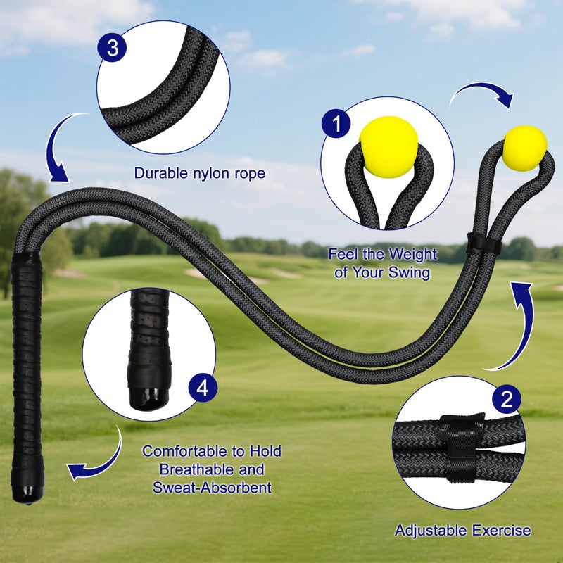 NGBHM Golf Rope Swing Trainer, Golf Swing Training Aid to Improve Speed, Accuracy, Rhythm, Flexibility and Strength, Portable Golf Training Tool for Indoor/Outdoor Practice - Image 3