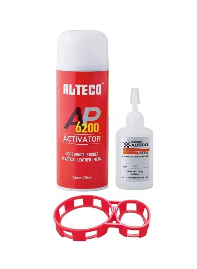 ALTECO Industrial Super Glue & Activator Set | High-Bond Cyanoacrylate Adhesive 50g with 200ml Instant Cure Spray | Heavy-Duty Kit for MDF, Wood, Rubber, Plastics, Leather, and Metal - Image 4