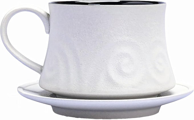 CERAMIC ART COFFEE MUG WITH SAUCER SET JAPANESE STYLE FROSTED MATTE GLAZE PORCELAIN MUG WITH PLATE FOR TEA LATTE CAPPUCCINO 85 OZ 250ML PEARL WHITE