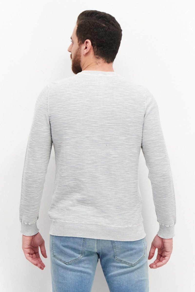 TRUE GRIT Men Crew Neck Long Sleeve Knitted Sweatshirt, Grey  - Image 3
