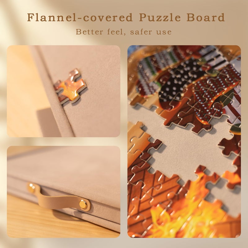 Lavievert Fully Flannel Covered Tilting Puzzle Board with 6 Drawers & Cover, Adjustable Plateau with Stand for Adults, Portable Puzzle Table with Non-Slip Tabletop for Up to 1500 Pieces - Dusty Pink - Image 4