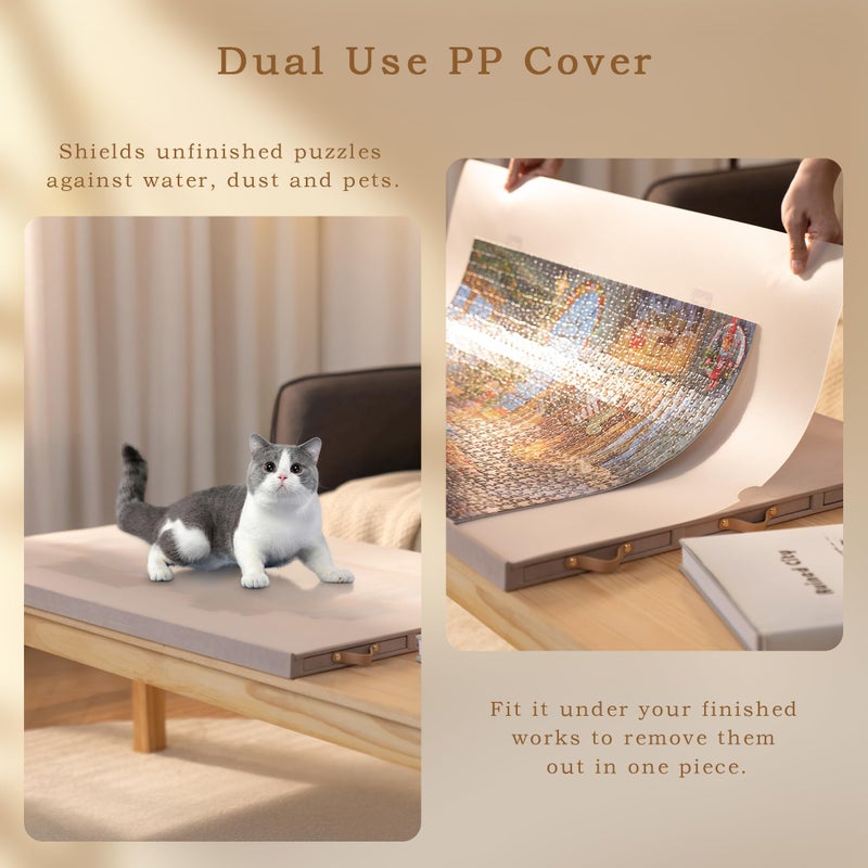 Lavievert Fully Flannel Covered Tilting Puzzle Board with 6 Drawers & Cover, Adjustable Plateau with Stand for Adults, Portable Puzzle Table with Non-Slip Tabletop for Up to 1500 Pieces - Dusty Pink - Image 5