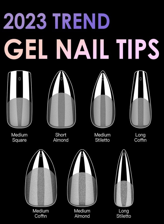 BORNBYME Soft Gel Nail Tips Medium Stiletto, 120PCS Pre Buff Full Cover Shaped Nail Extenison Tips Half Matte Gel Nail Tips BORNBYME - Image 5