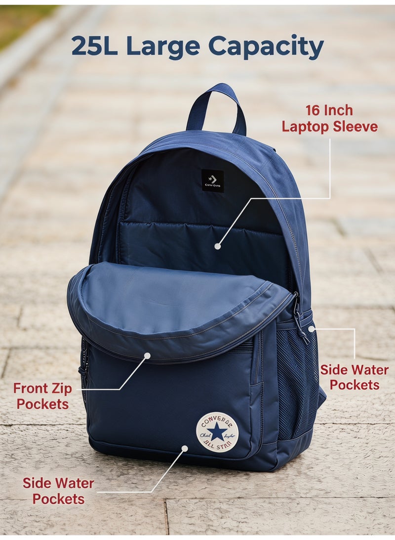 CONVERSE Back to School Classic,Converse GO 2 Navy Blue Unisex Backpack Large Capacity School Bag - Image 5