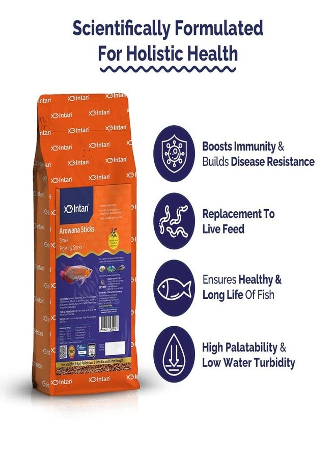 كينكو أعواد كينكو جرويل إنتان أروانا (صغيرة عائمة 2×6 مم) | 1 كجم - غذاء عالي القيمة الغذائية لأسماك الزينة، وخاصة أسماك الأروانا، وأسماك السيكلد الكبيرة مثل سمك القاروص الطاووسي وسمك الأوسكار. - Image 4