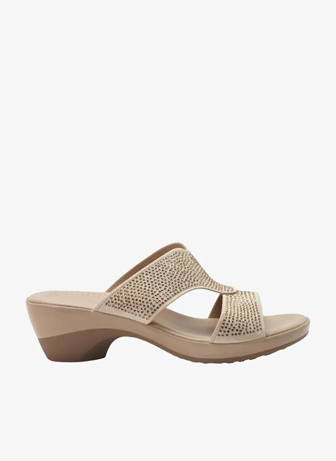 092-3108 Michelle Morgan Ladies Mid Heel Sandals 514RJ312 Beige