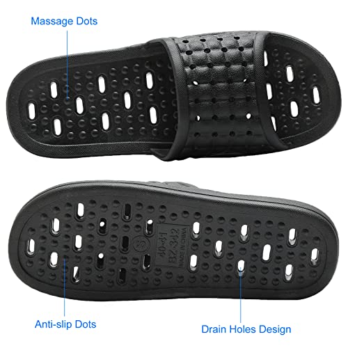 COZYAREA Shower Shoes Quick Dry Non-Slip Bathroom Slippers for Men Women Dorm Home Slides Black Size 9.5-10 Women/8.5-9 Men - Image 5