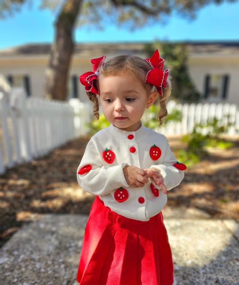 Wee Ones Girls' Classic Grosgrain Moonstitch Edge Hair Bow on a WeeStay Hair Clip, Contrasting Edge, Small, Red with White - Image 5