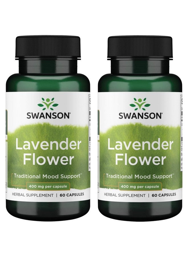 Swanson Lavender Flower - Herbal Supplement Promoting Traditional Mood Support - May Promote Relaxation & Steady Nerves - (60 Capsules, 400mg Each) (2 Pack)