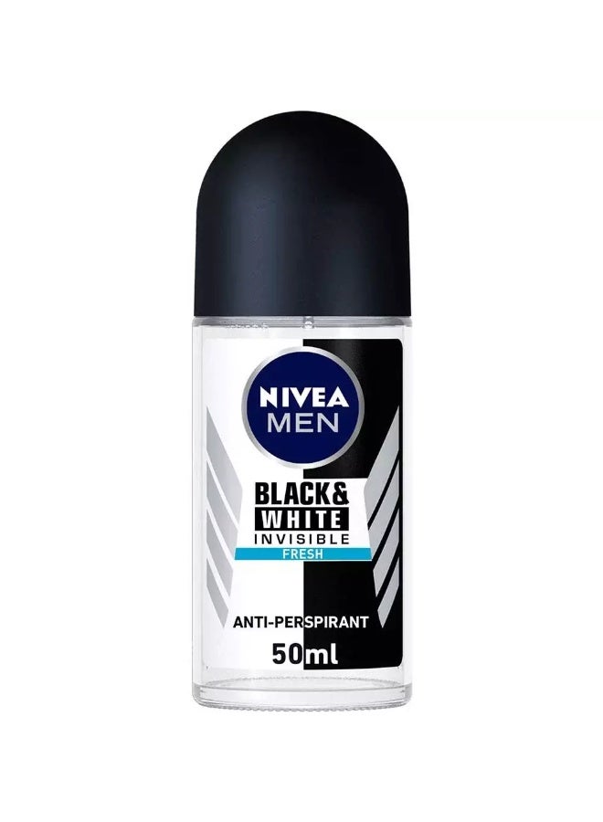 NIVEA MEN Black and White Invisible Fresh Roll On, Antiperspirant for Men, Roll on - 50ml - Image 2