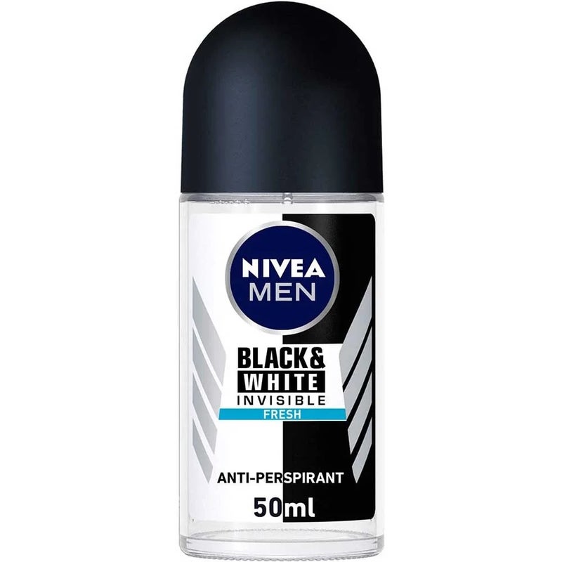 Nivea Men Black and White Invisible Fresh Roll On Antiperspirant for Men- 50ml - Image 1
