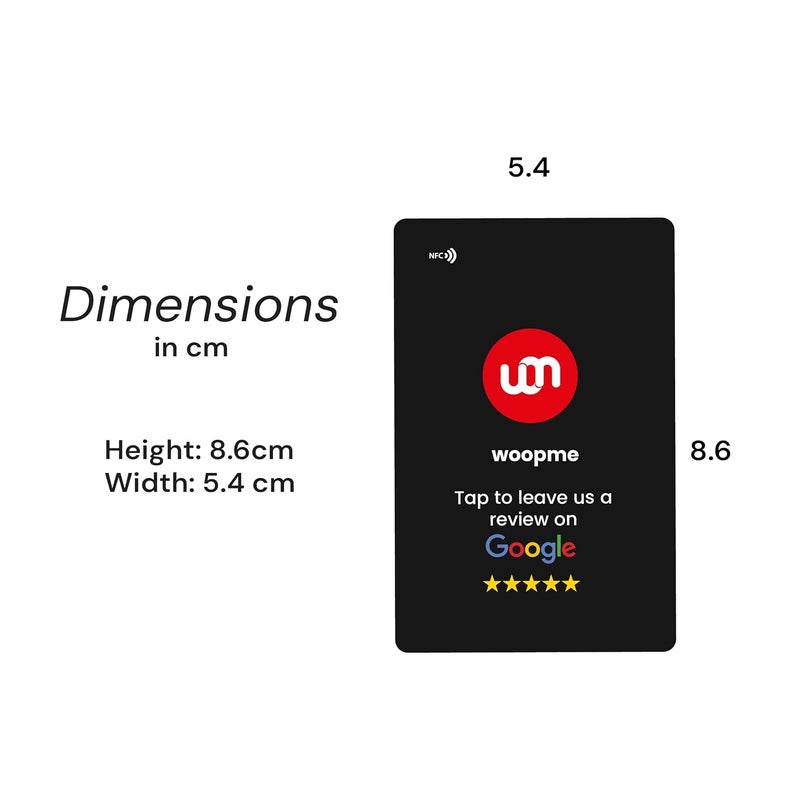 woopme Custom Logo Business Review NFC Card Along with QR Code with Tap or Scan to connect | Pre-Configured PVC Card | Works any NFC enabled Smart phone (Black) - Image 5