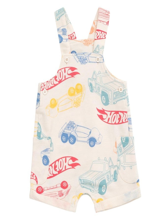 Hot Wheels طقم ملابس قصير للأطفال الرضع من هوت ويلز للأولاد، بياقة مربعة من تيري الفرنسي، مع تي شيرت وشورت، شعار أحمر/بيج 18 شهر - Image 2