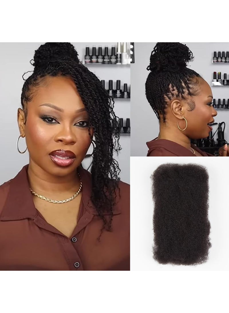 QUEEN VIRGIN REMY - QVR Afro Kinkys Bulk Human Hair for Dreadlocks Extensions Repair Locs Twist Braiding Afro Kinky Human Hair for Locs 1 Pack 50 Gram Natural Black Color 12 inches - Image 1