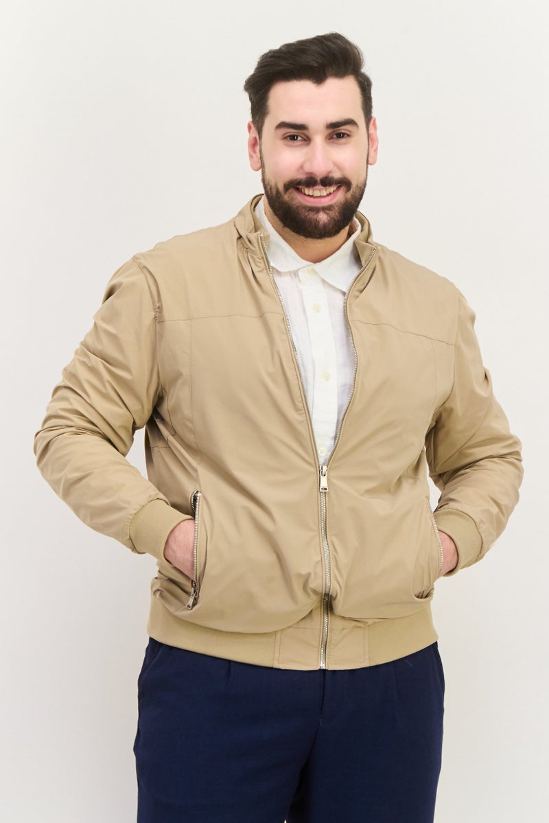 Sorbino Men Solid Bomber Jacket, Dark Beige - Image 1