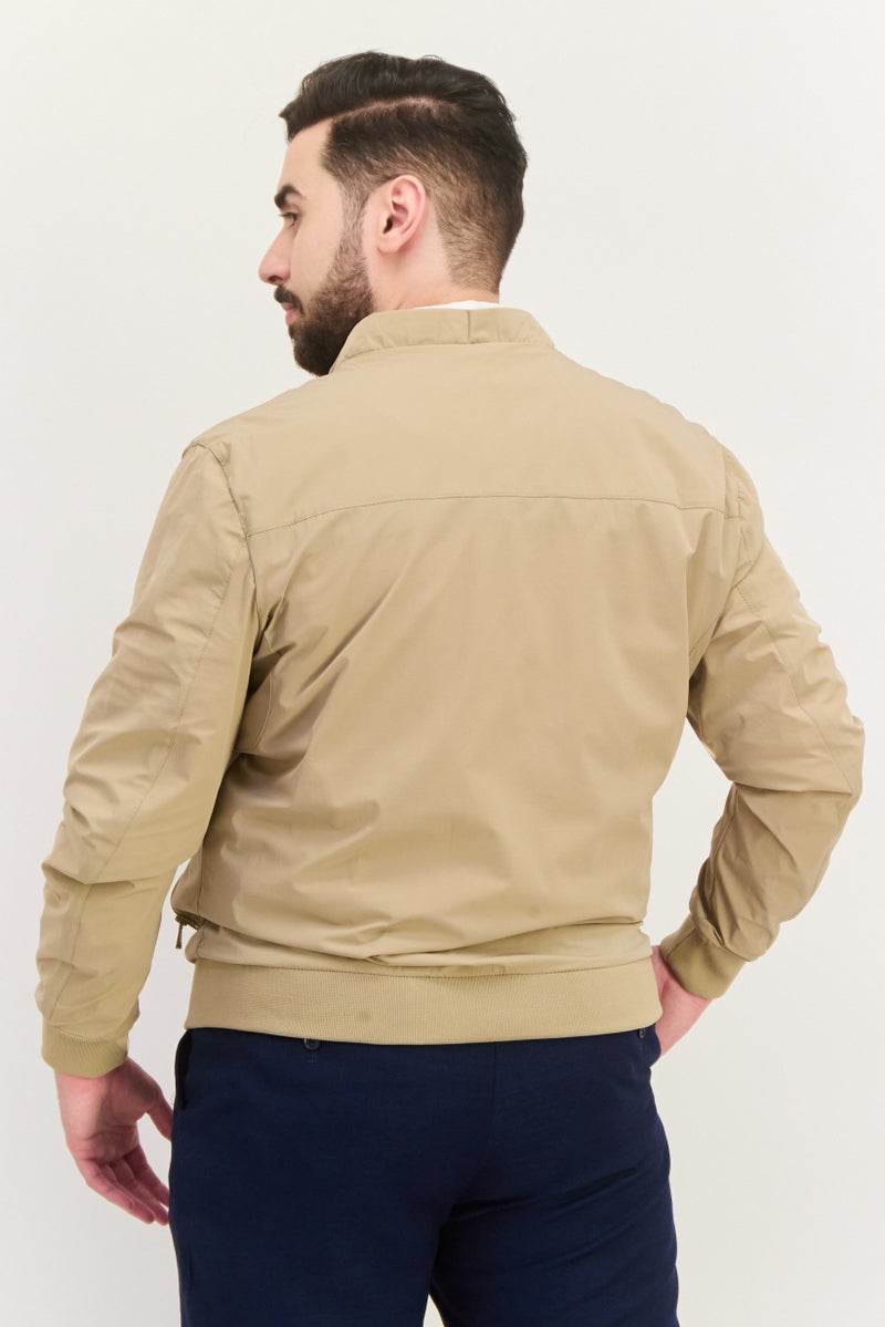 Sorbino Men Solid Bomber Jacket, Dark Beige - Image 3