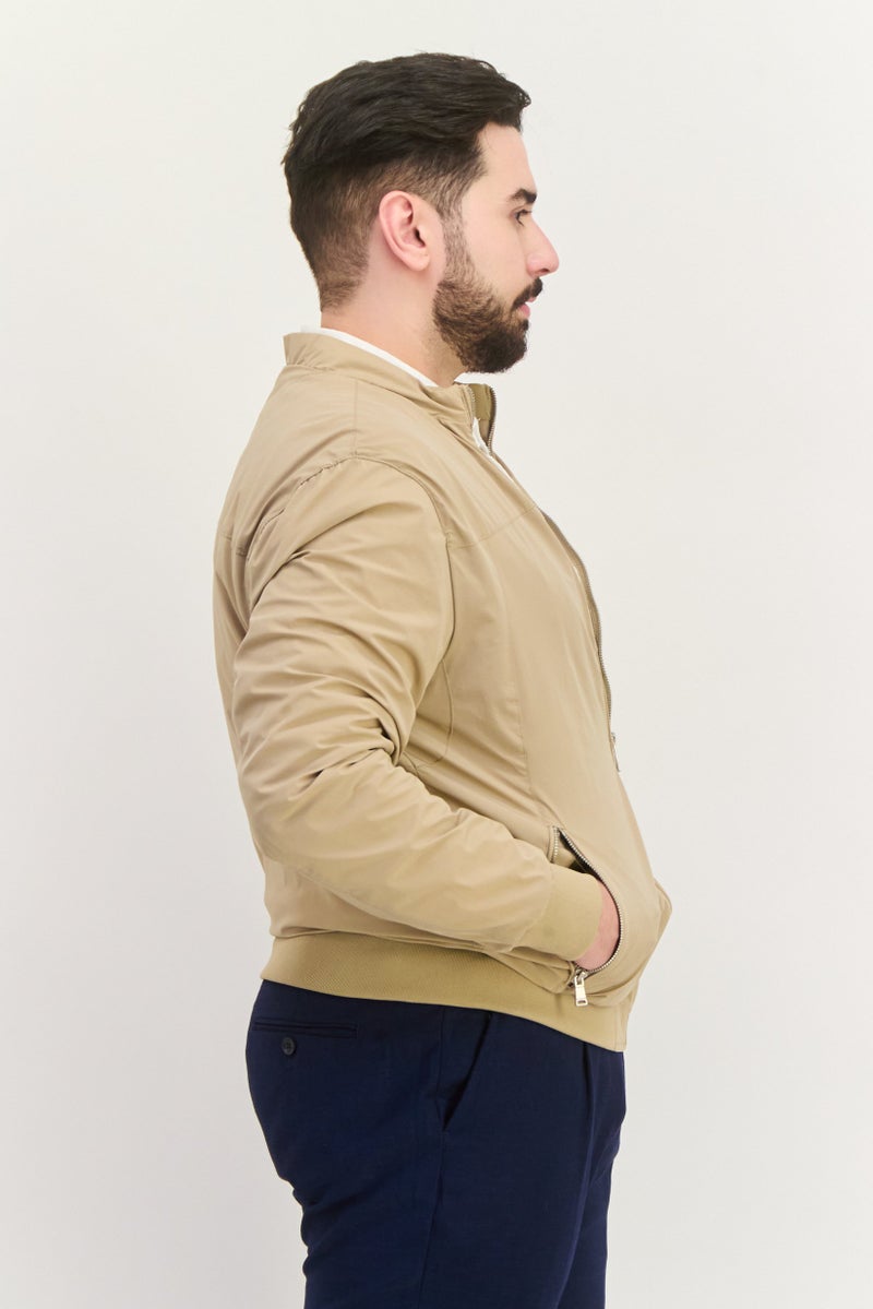Sorbino Men Solid Bomber Jacket, Dark Beige - Image 2