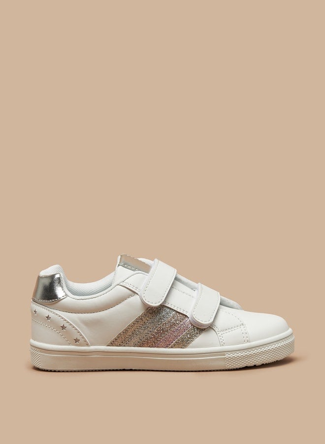 Flora Bella By Shoexpress Girl's Glitter Casual Sneakers Shoes With Hook And Loop Closure  - Image 1
