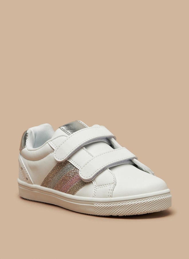 Flora Bella By Shoexpress Girl's Glitter Casual Sneakers Shoes With Hook And Loop Closure  - Image 3