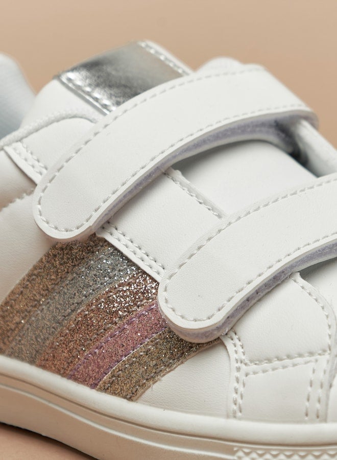 Flora Bella By Shoexpress Girl's Glitter Casual Sneakers Shoes With Hook And Loop Closure  - Image 5