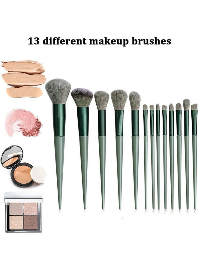 POLMI 13-Piece Professional Makeup Brush Set - Soft Synthetic Bristles for Foundation, Powder, Concealer, Blush & Eyeshadow - Premium Cosmetic Brushes with Stylish Handle & Travel Pouch multicolor - Image 3