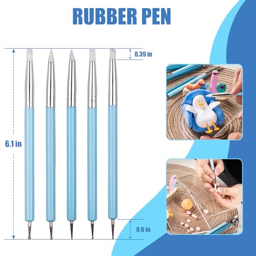 KACOLA Dotting Tools, Silicone Clay Sculpting Tool, Ceramic Clay Ball Stylus Dot Painting Tools, Pottery Embossing Tool for Rock, Nail, Blending, Drawing, Modeling - Image 2