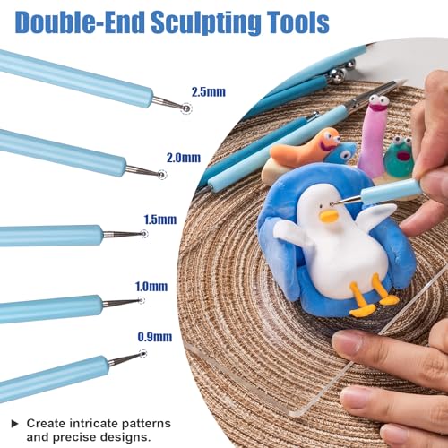 KACOLA Dotting Tools, Silicone Clay Sculpting Tool, Ceramic Clay Ball Stylus Dot Painting Tools, Pottery Embossing Tool for Rock, Nail, Blending, Drawing, Modeling - Image 5
