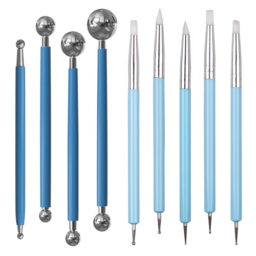 KACOLA Dotting Tools, Silicone Clay Sculpting Tool, Ceramic Clay Ball Stylus Dot Painting Tools, Pottery Embossing Tool for Rock, Nail, Blending, Drawing, Modeling - Image 1